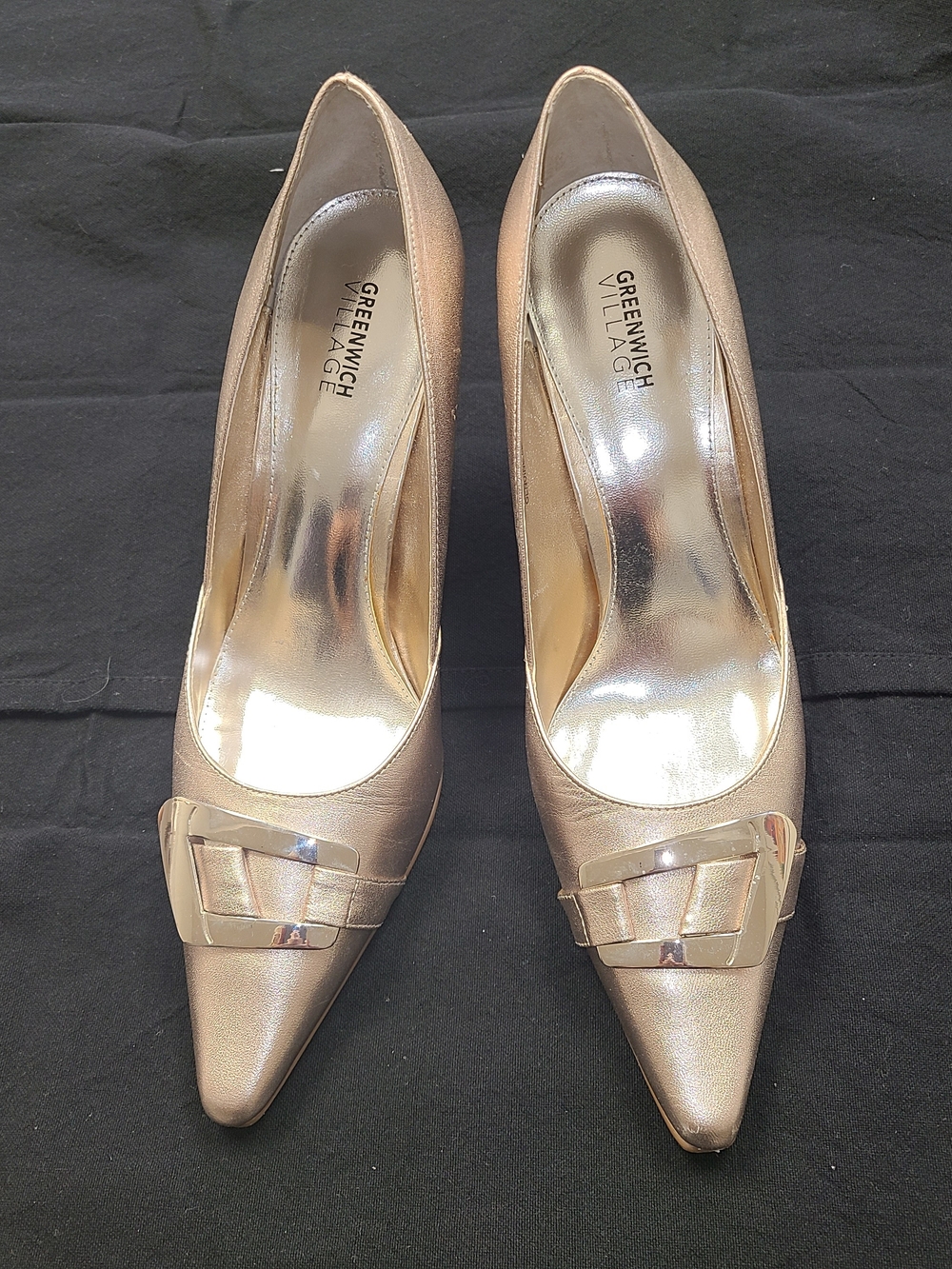 Women's Metallic Gold Pointed-Toe Pumps